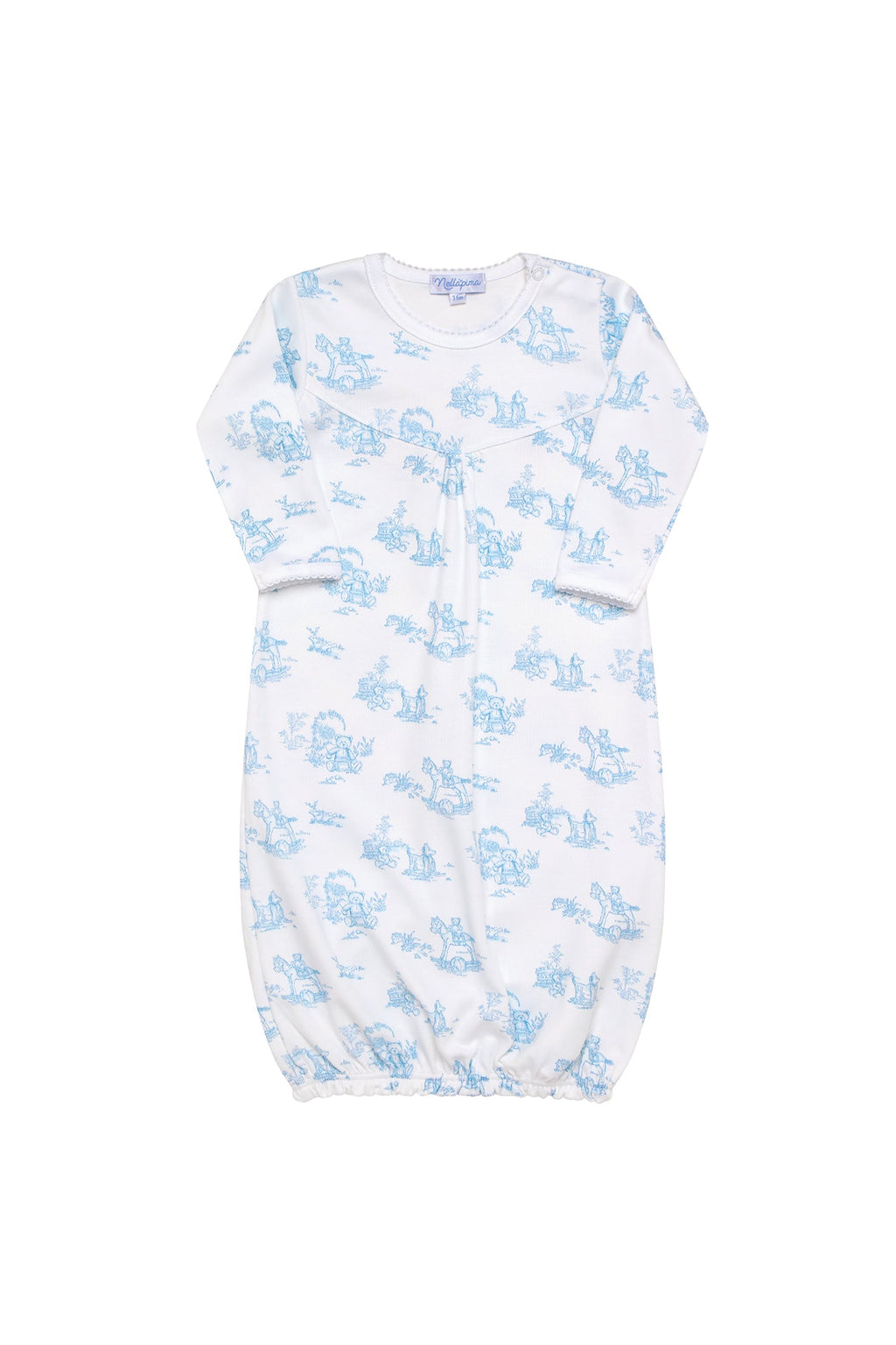Blue Toile Baby Gown Blue