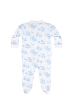 Blue Toile Zipper Footie