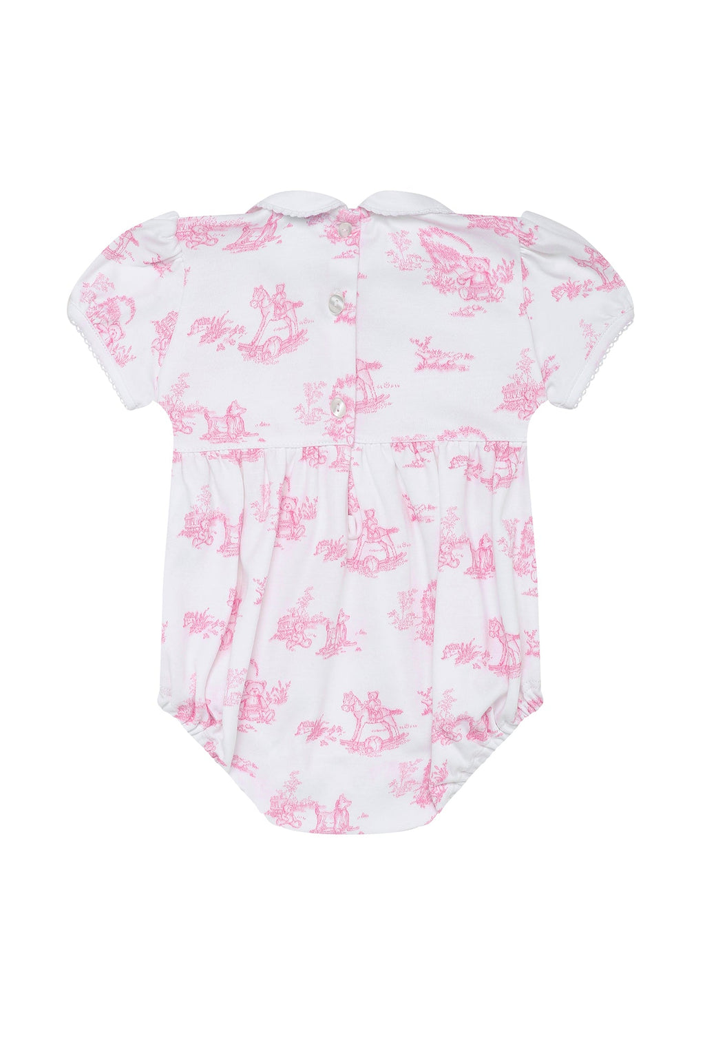 Pink Toile Smocked Bubble