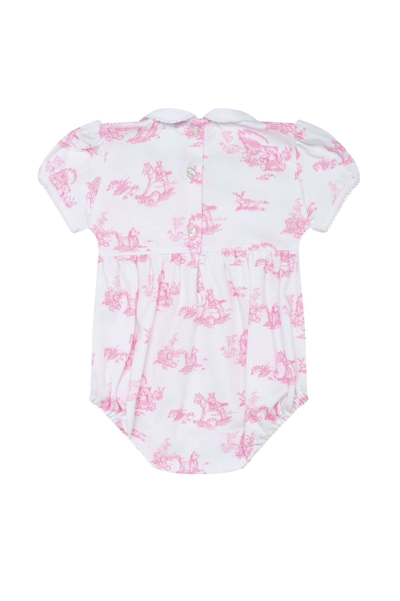 Pink Toile Smocked Bubble