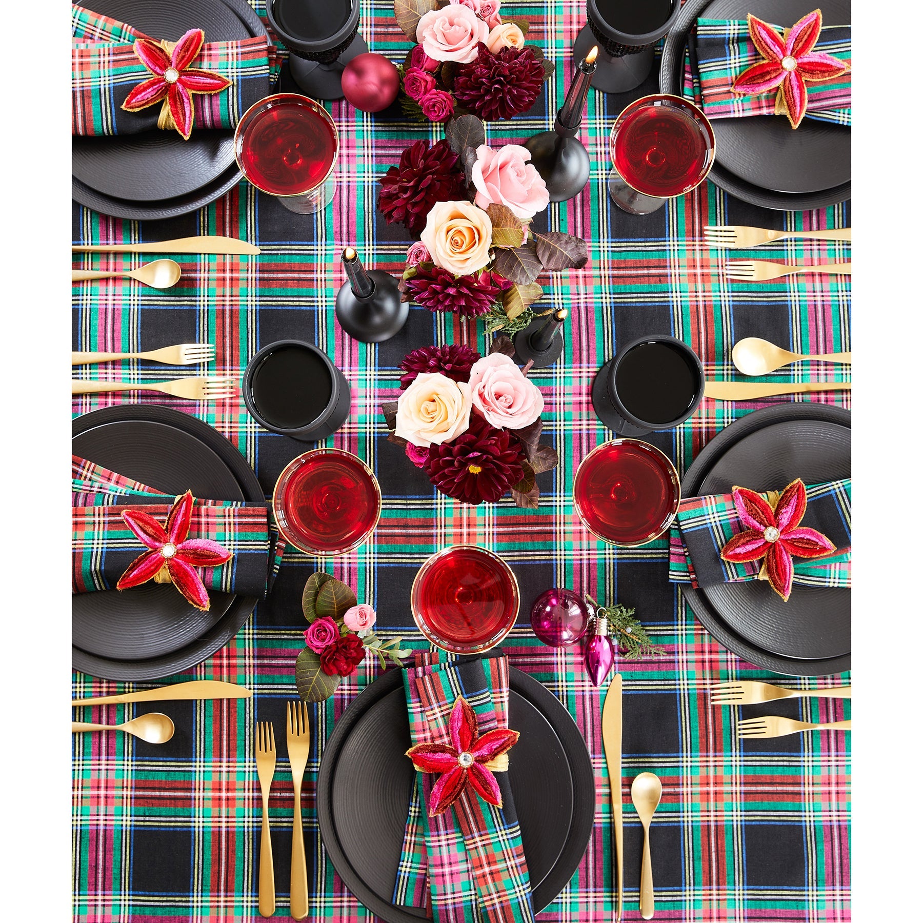 Jewel Plaid Table Throw
