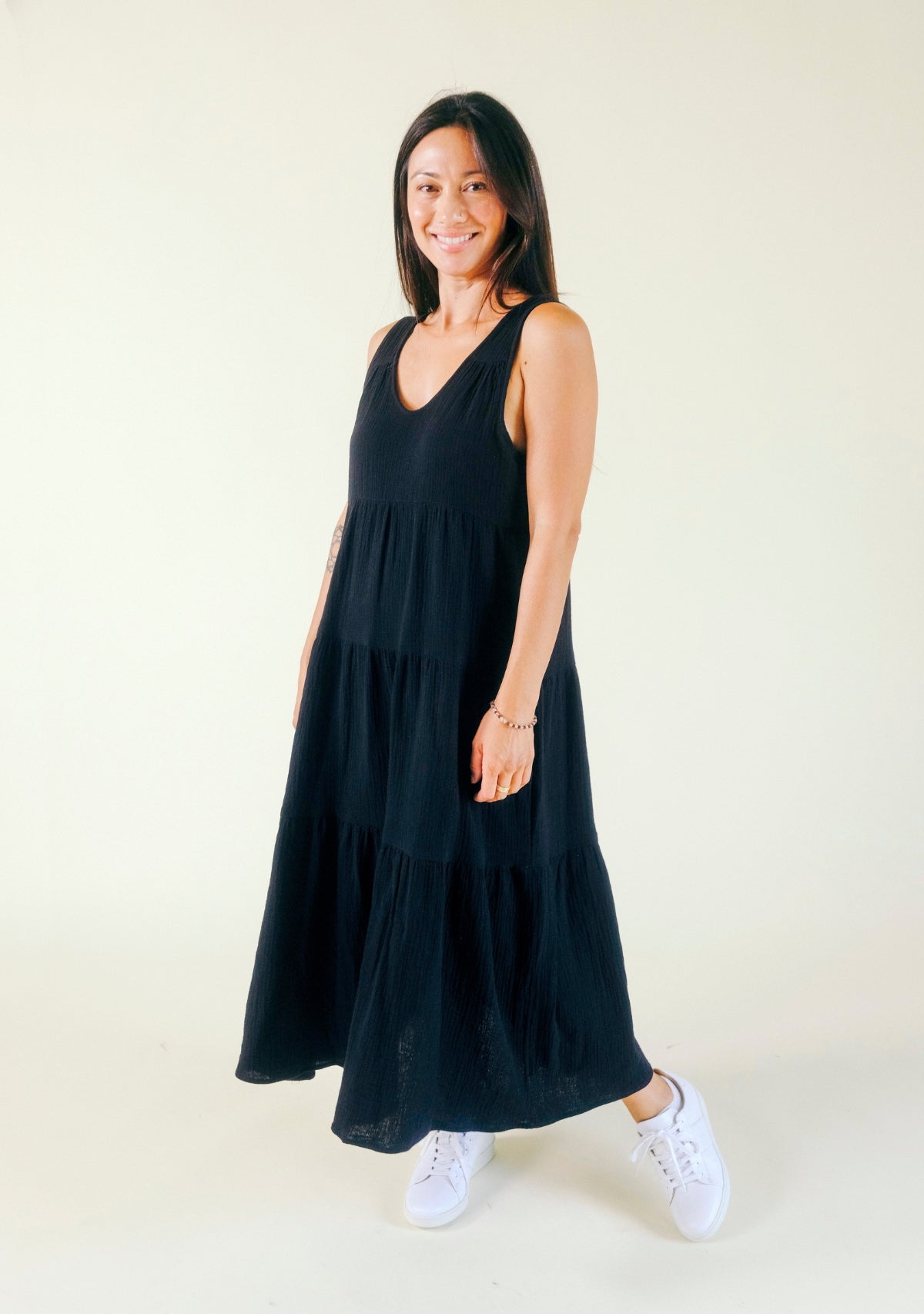 Teresa Tiered Tank Dress - Black