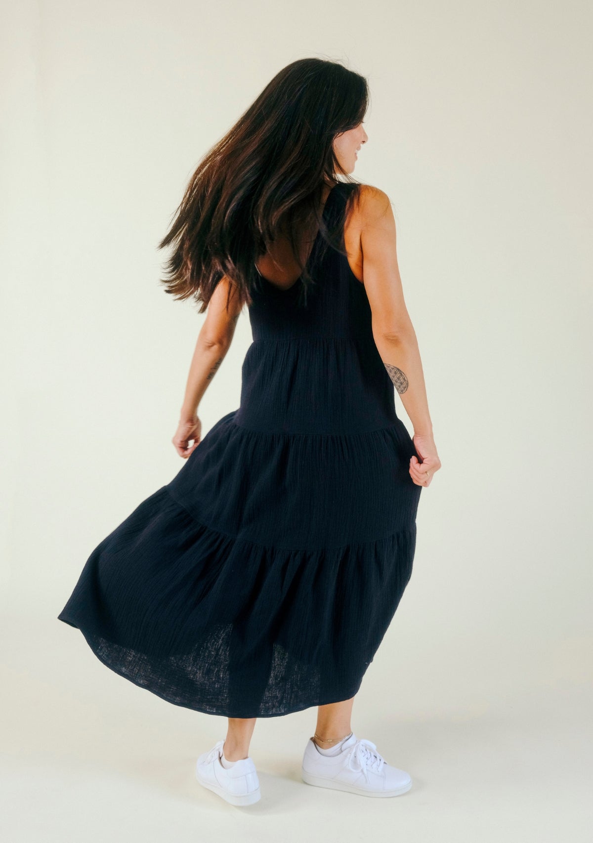 Teresa Tiered Tank Dress - Black