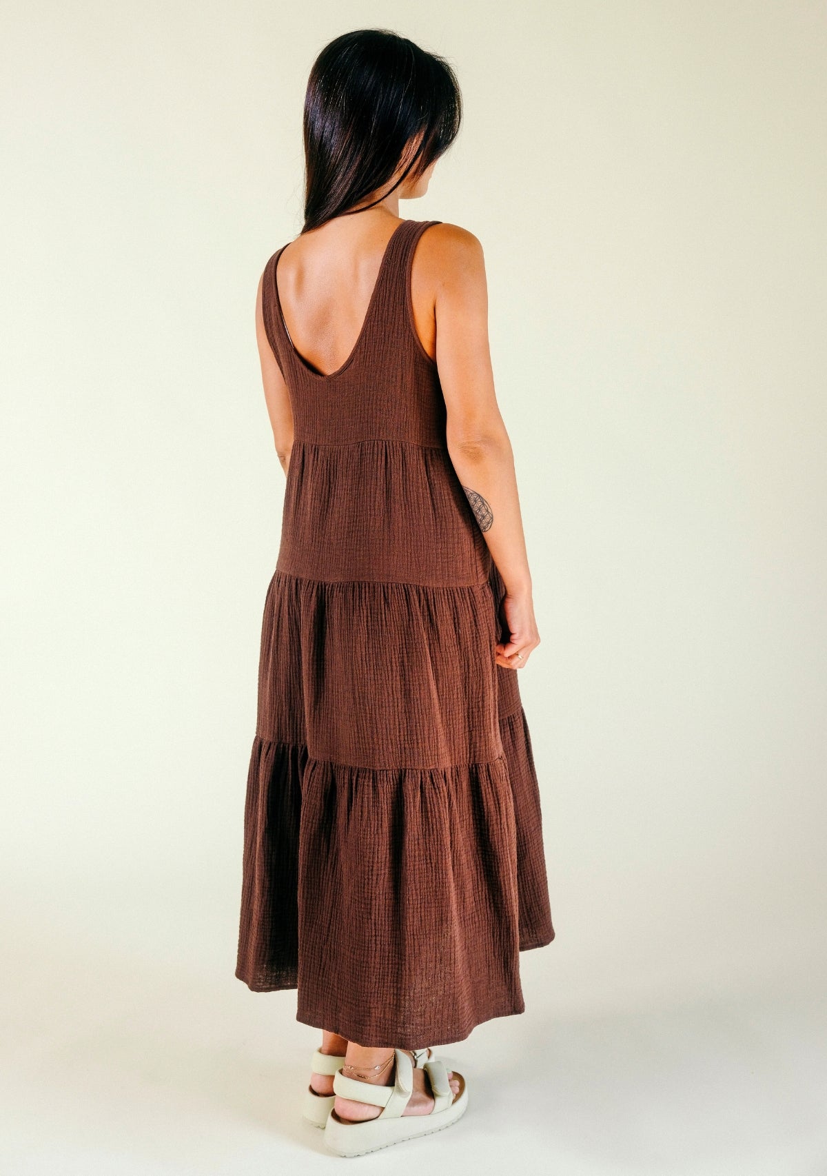 Teresa Tiered Tank Dress - Chicory Coffee