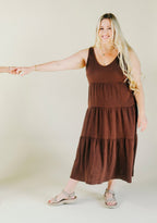 Teresa Tiered Tank Dress - Chicory Coffee
