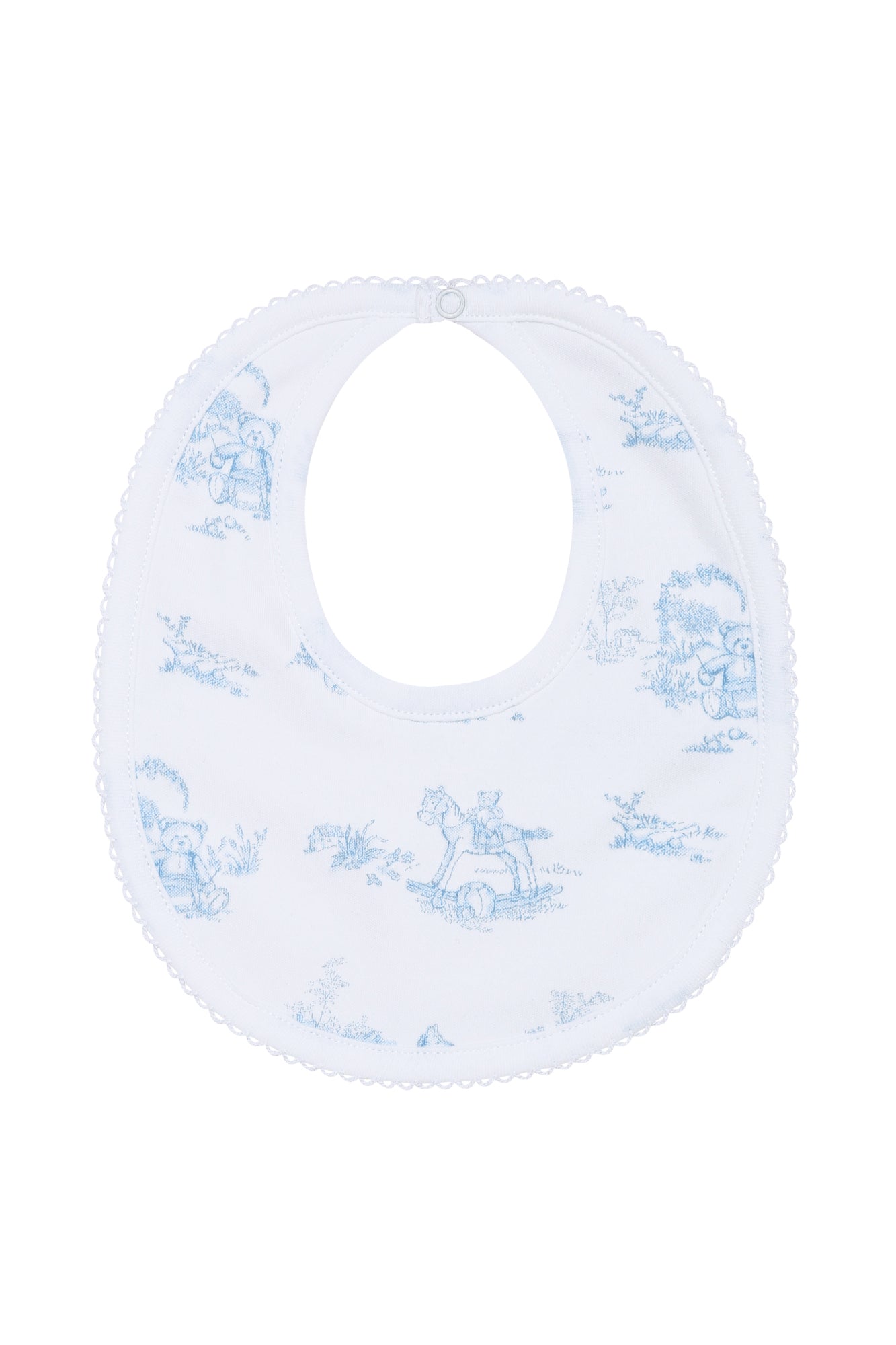 Blue Toile Baby Bib Blue One Size