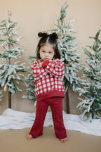 Ribbed Cotton Flared Leggings - Red Valentine's Coordinating