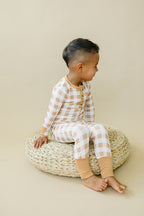 Golden Gingham 2pc Henley Bamboo Pajamas - Sizes Newborn & Up!