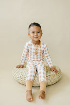 Golden Gingham 2pc Henley Bamboo Pajamas - Sizes Newborn & Up!