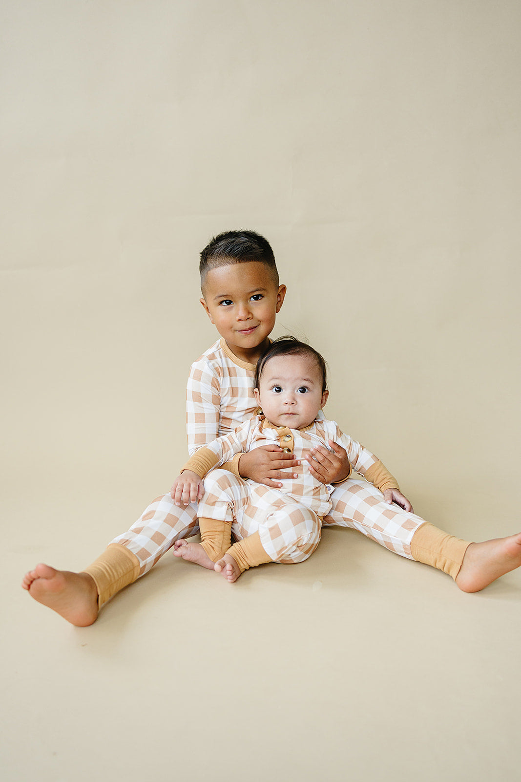 Golden Gingham 2pc Henley Bamboo Pajamas - Sizes Newborn & Up!