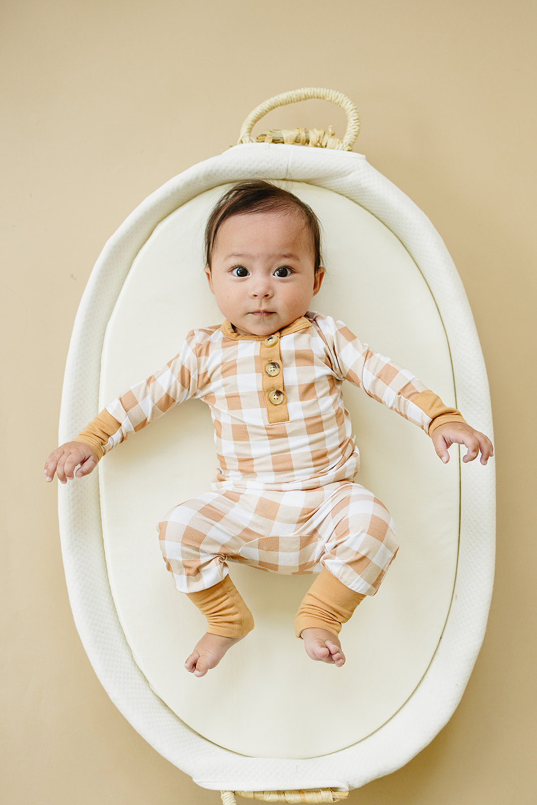 Golden Gingham 2pc Henley Bamboo Pajamas - Sizes Newborn & Up!