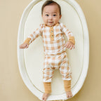 Golden Gingham 2pc Henley Bamboo Pajamas - Sizes Newborn & Up!