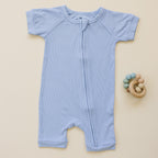 Solid Ribbed Bamboo Shorty Romper - more colors Huckleberry