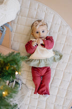 Ribbed Cotton Flared Leggings - Red Valentine's Coordinating