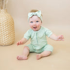 Solid Ribbed Bamboo Shorty Romper - more colors Kiwi