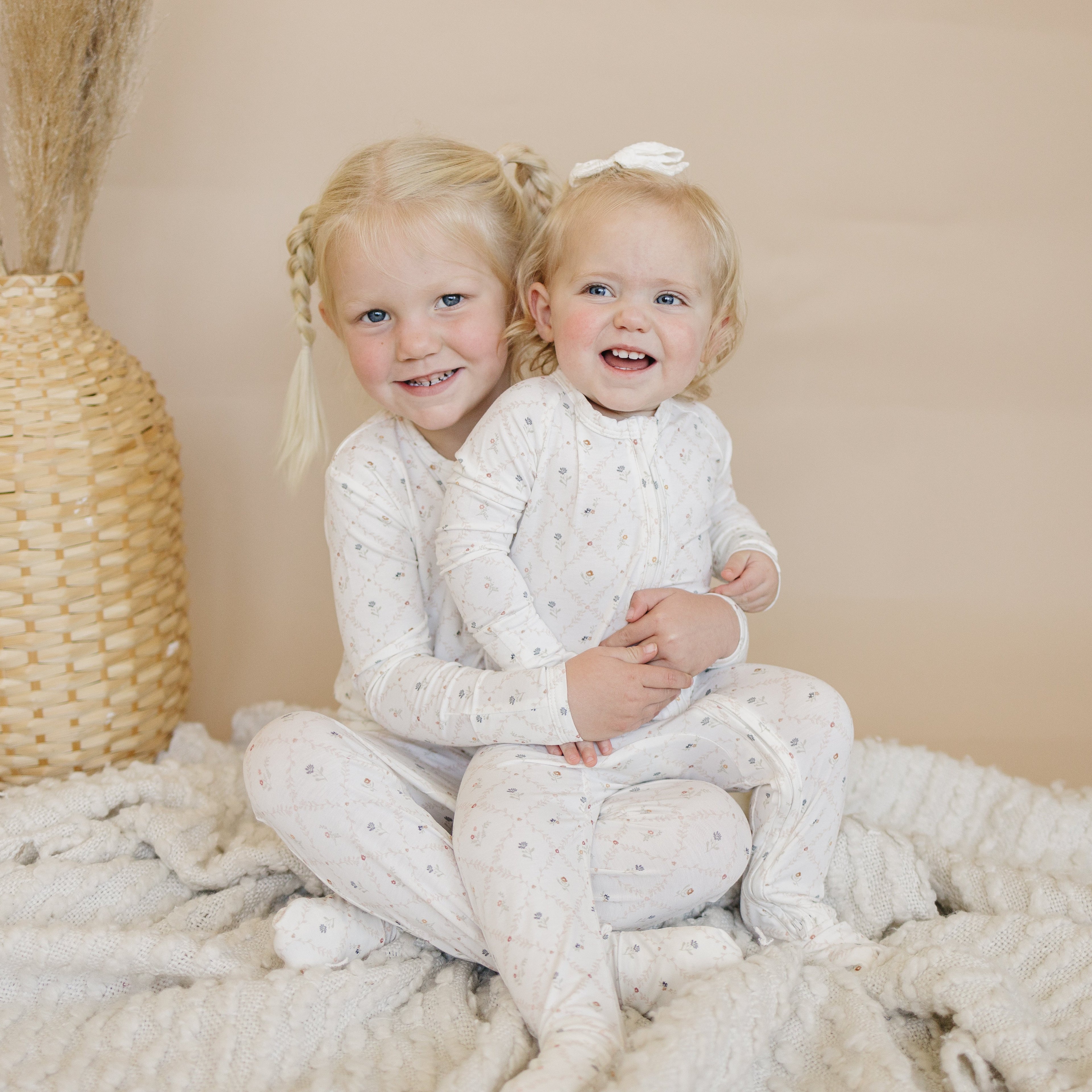 Vintage Blooms 2pc Henley Bamboo Pajamas - Sizes Newborn & Up!