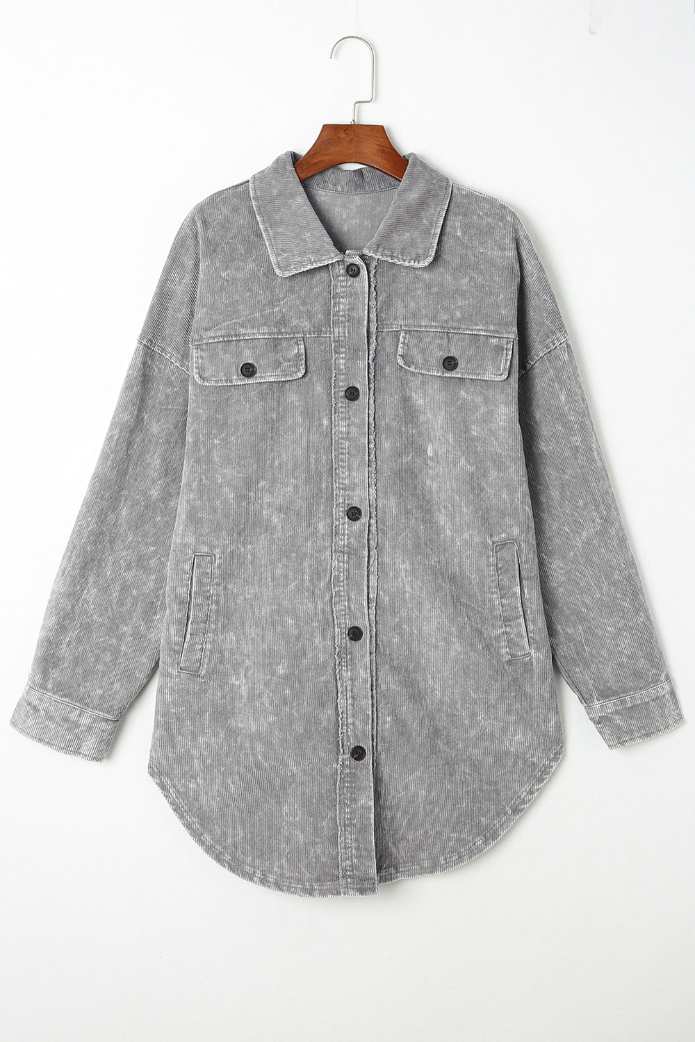 Washed Button Down Dropped Shoulder Jacket Cloudy Blue