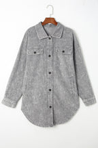 Washed Button Down Dropped Shoulder Jacket Cloudy Blue