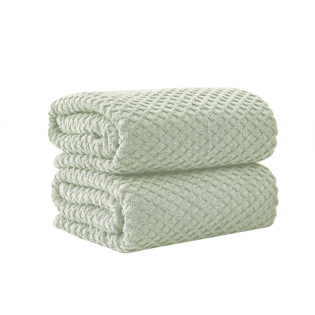 Cotton Diamond Waffle Weave Bath Towel Set - Grayson Collection Bath Sheet (Pack of 2)