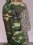 Camouflage Leopard Print Mixed Pattern Oversized Jacket