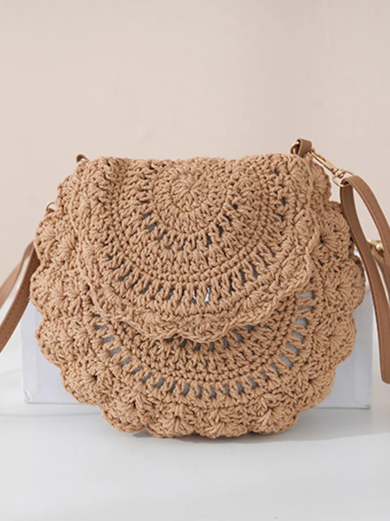 Boho Crochet Crossbody Bag Khaki onesize