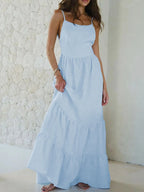 Tiered Maxi Cami Dress with Ruffled Hem Sky Blue