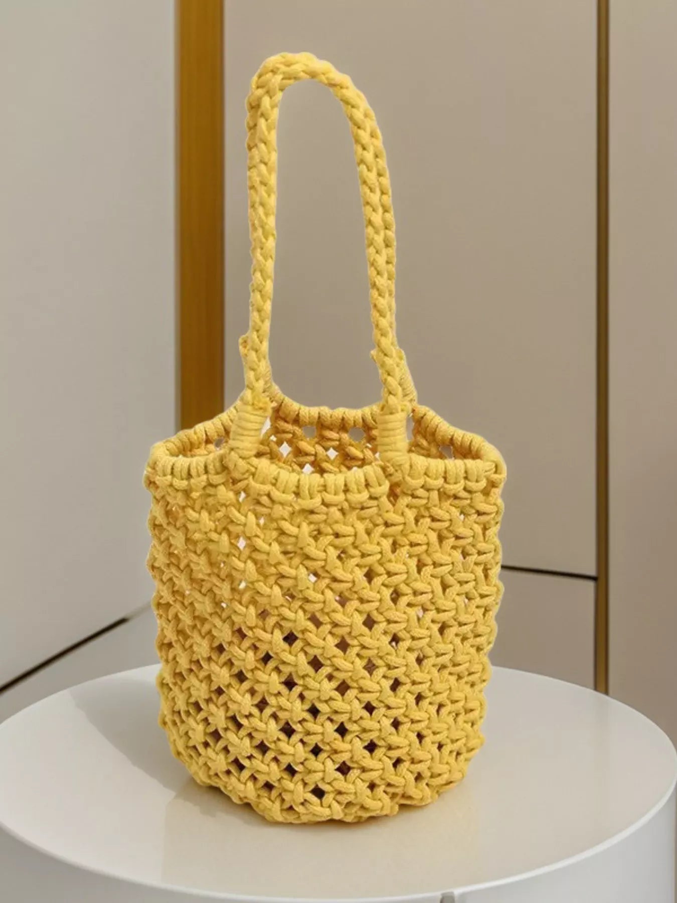 Handmade Crochet Handbag Gold onesize