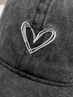 Washed Heart Embroidered Baseball Cap