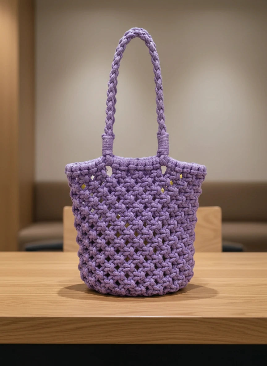 Handmade Crochet Handbag Purple onesize