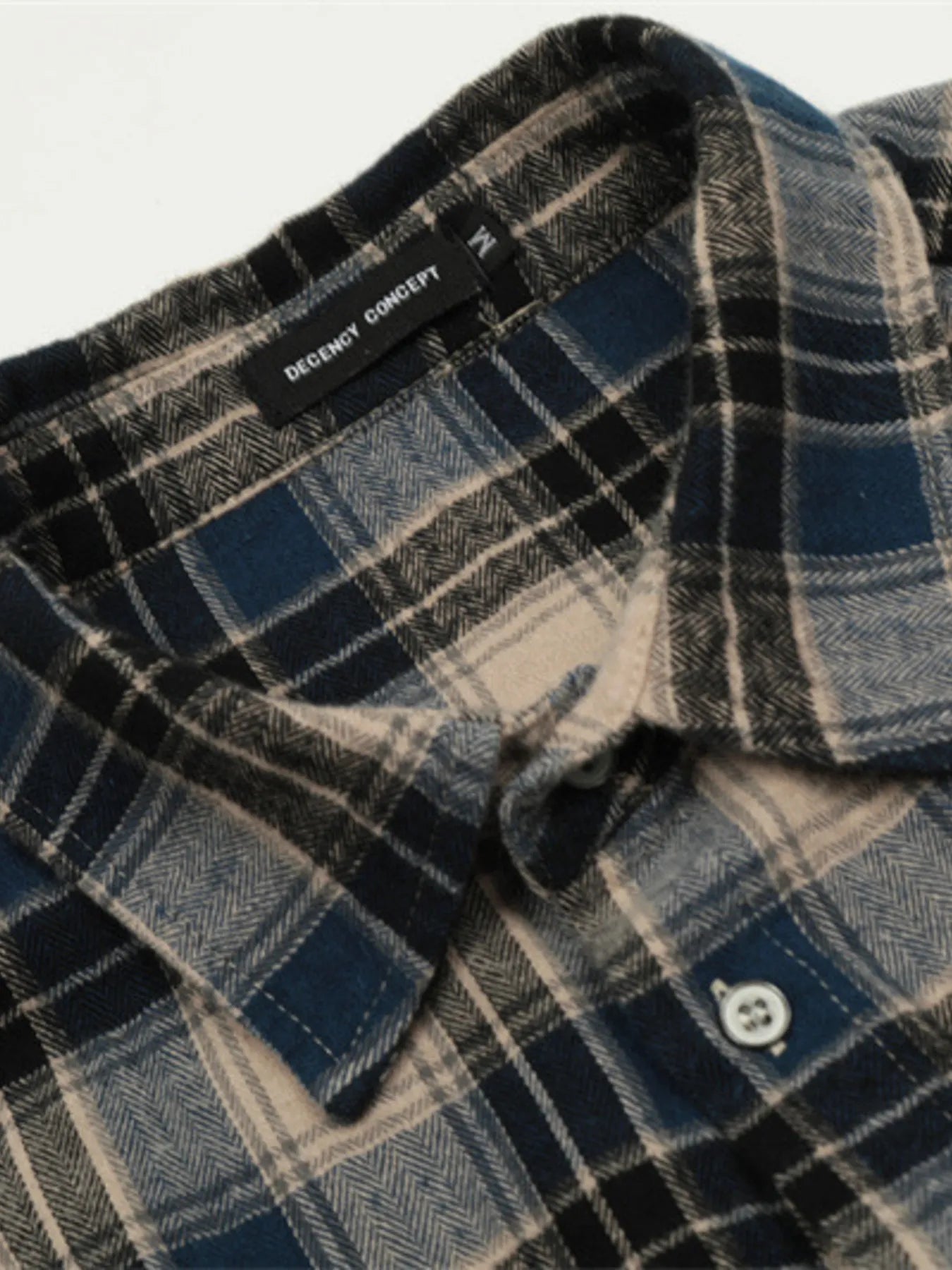 Men's Plaid Long Sleeve Shirt with Raw Hem