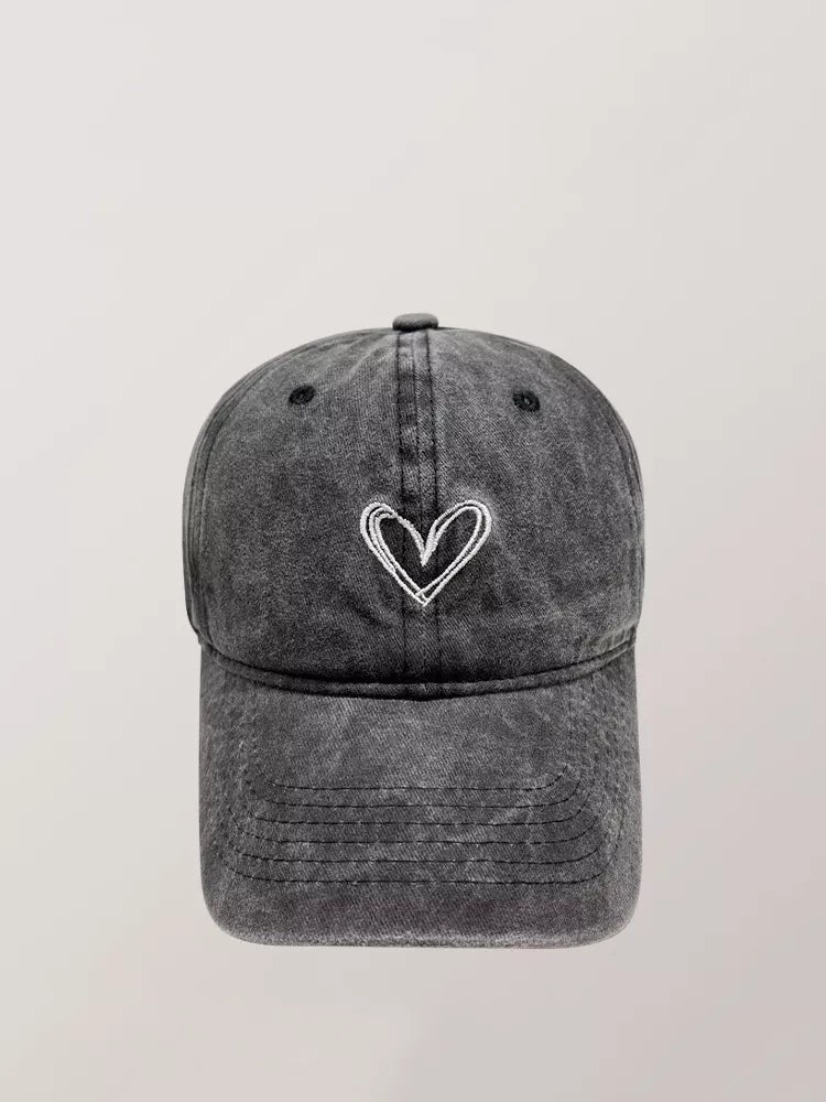 Washed Heart Embroidered Baseball Cap