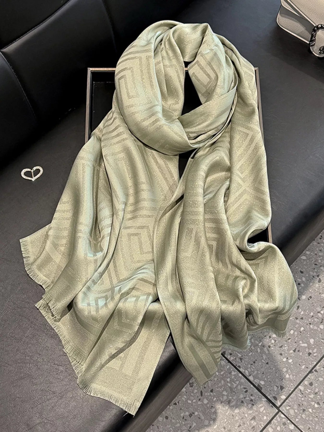 Raw Hem Lightweight Scarf Matcha One Size