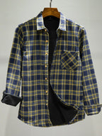 Men's Plus Size Plaid Button Up Long Sleeve Shirt Yellow