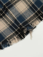 Men's Plaid Long Sleeve Shirt with Raw Hem