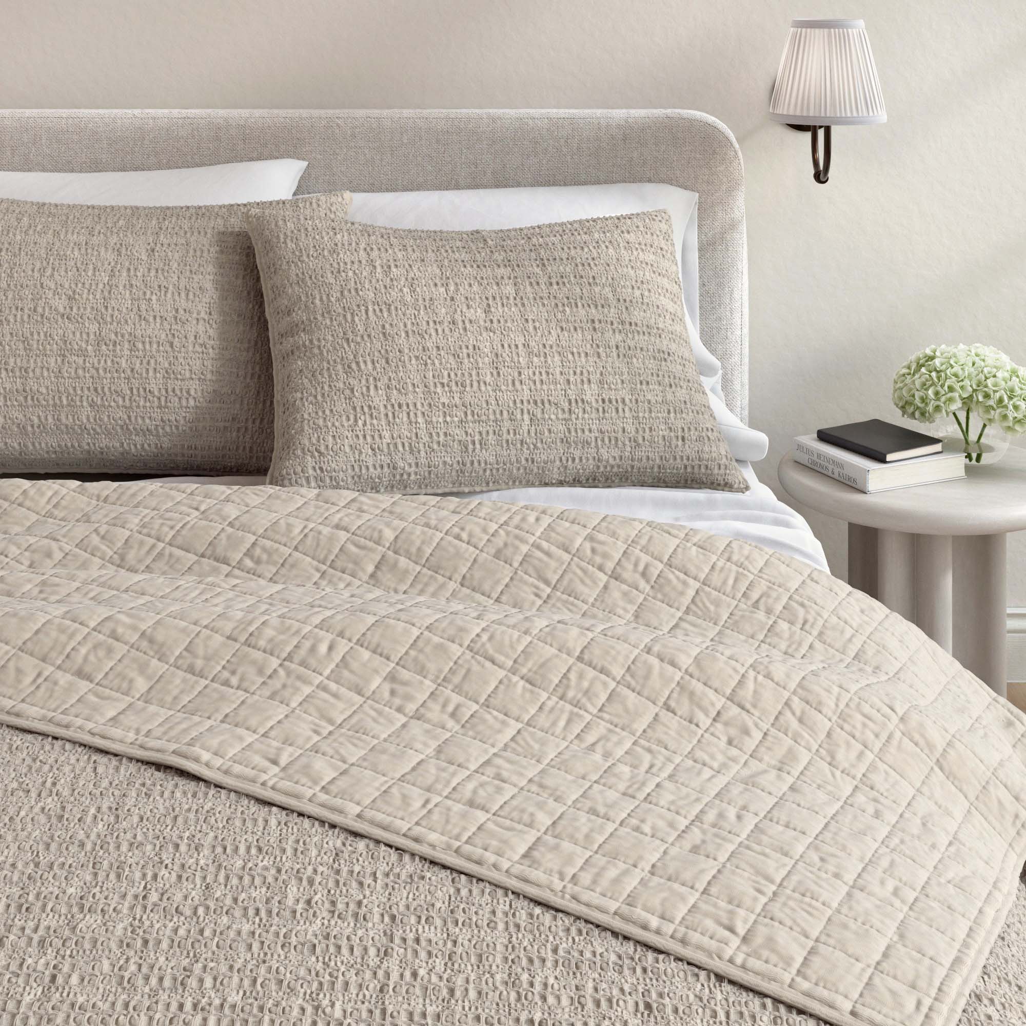 100% Cotton Honeycomb Waffle Garment Washed Quilt Set - Genevieve Collection
