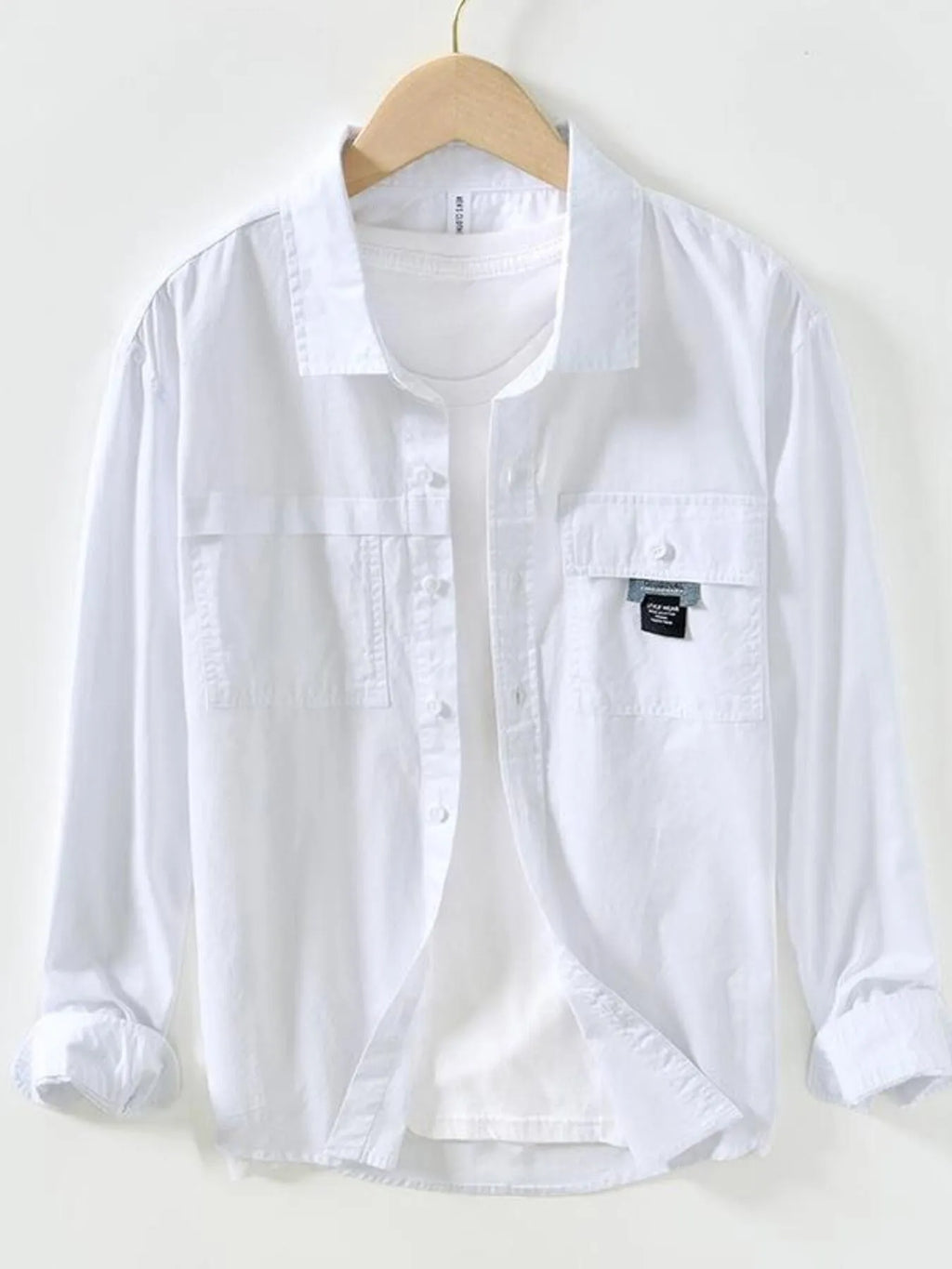 Men's Long Sleeve Button-Up Shirt White