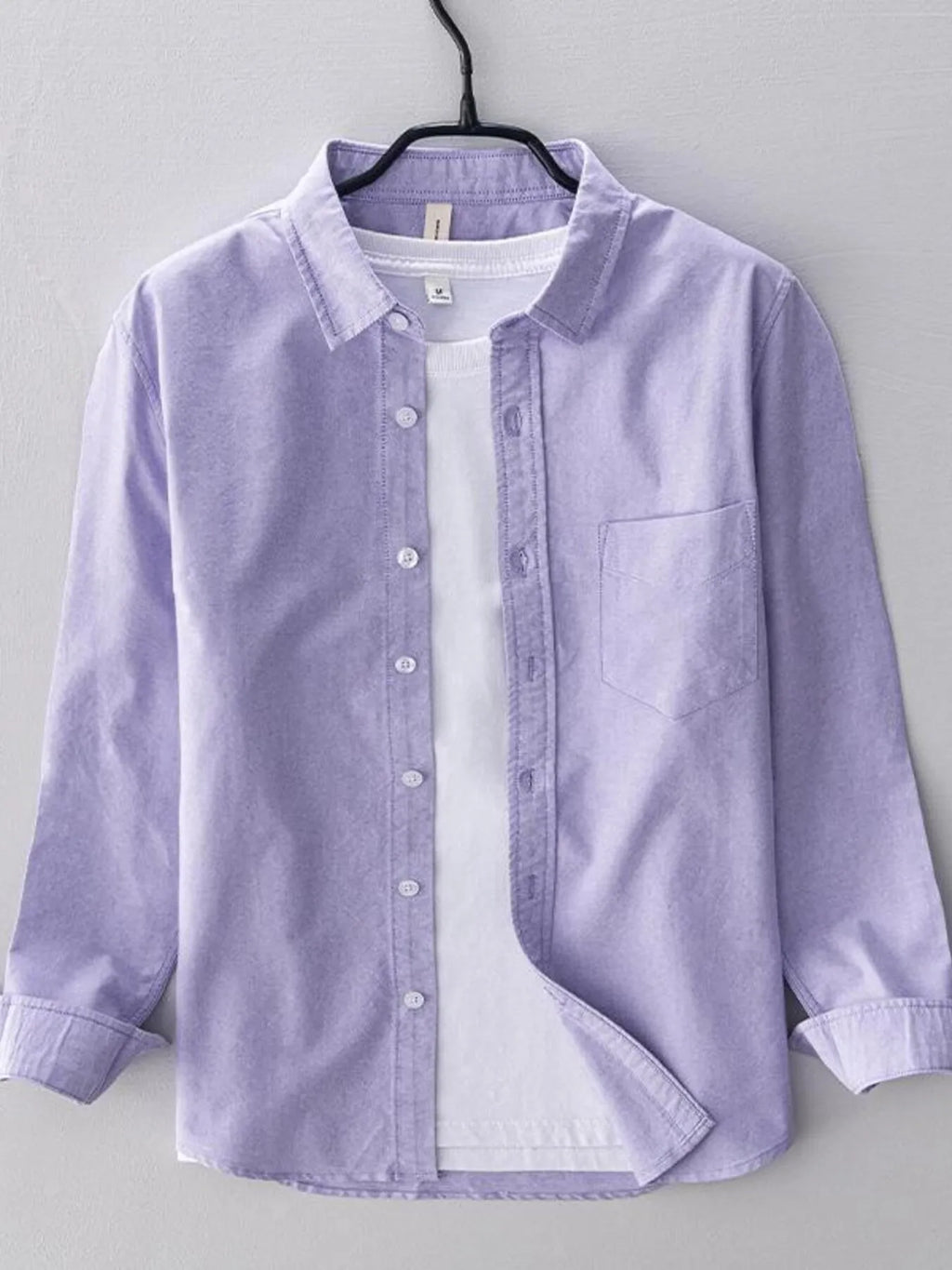 Men's Plus Size Long Sleeve Button Up Shirt Purple