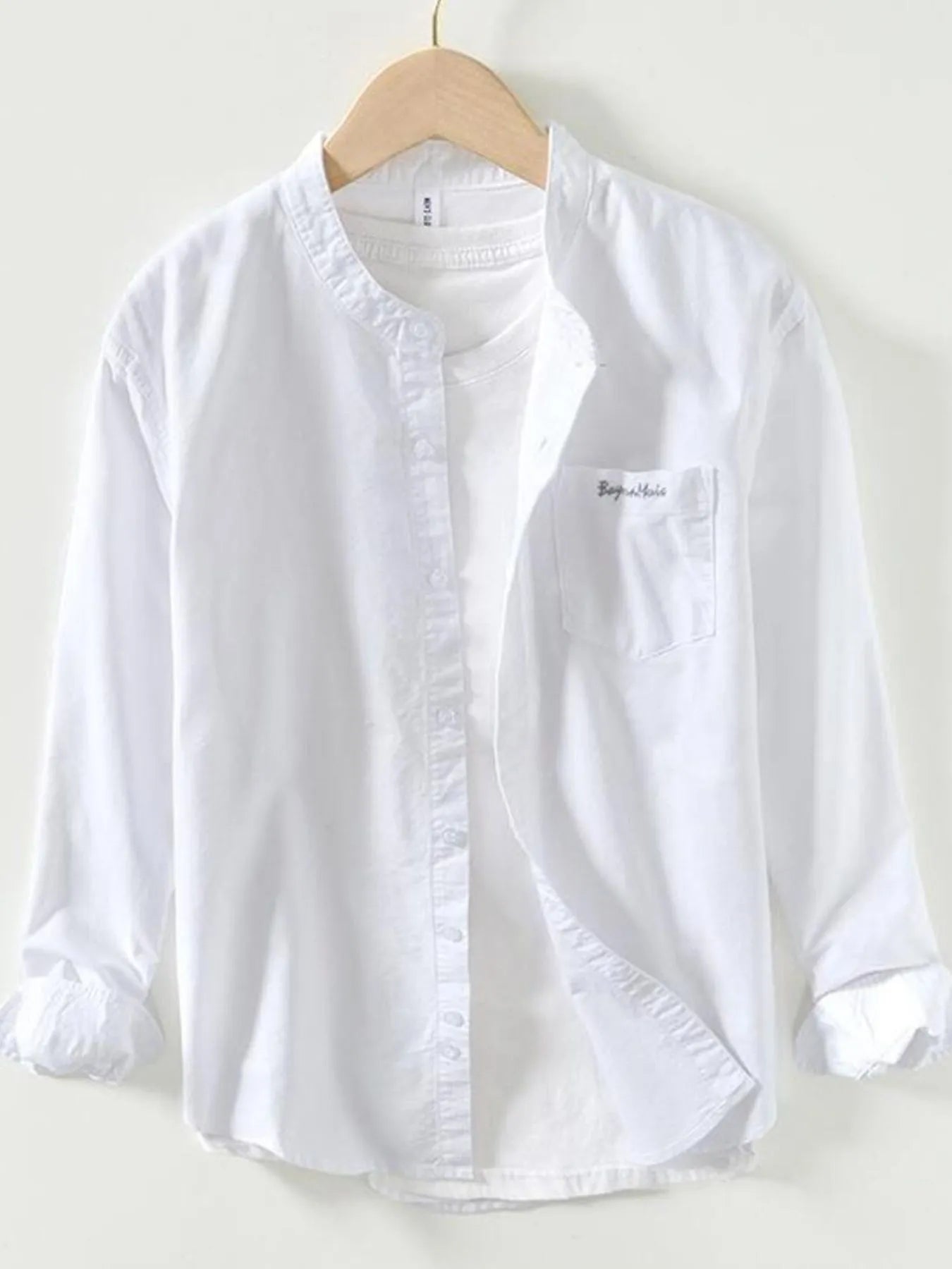 Men's Button Up Long Sleeve Shirt White