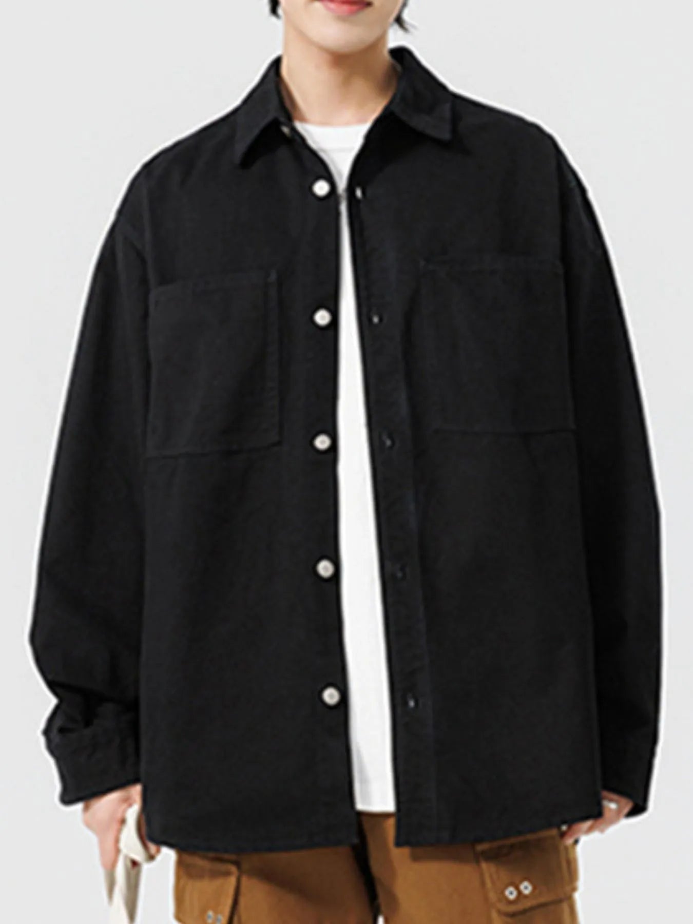 Men's Button Up Long Sleeve Shirt Black