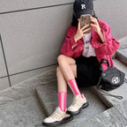 Contrast Striped Crew Socks