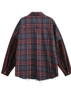 Men's Plaid Shirt with Frayed Hem Detail