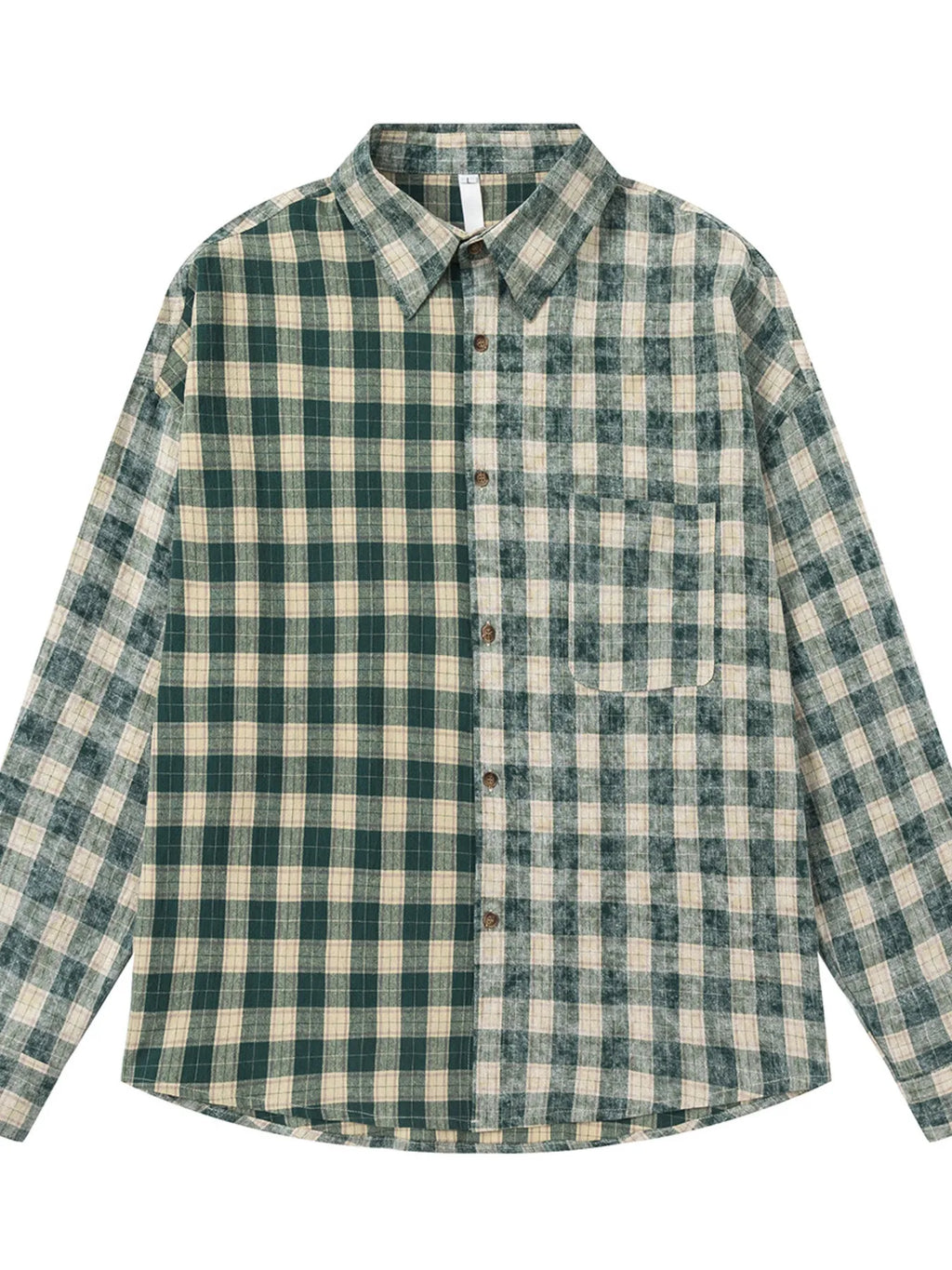 Men's Plaid Button Up Long Sleeve Shirt Green