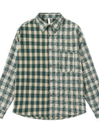 Men's Plaid Button Up Long Sleeve Shirt Green