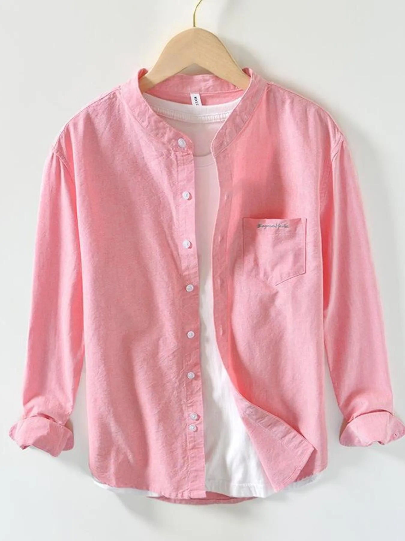 Men's Button Up Long Sleeve Shirt Dusty Pink