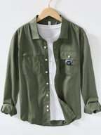 Men's Long Sleeve Button-Up Shirt Army Green