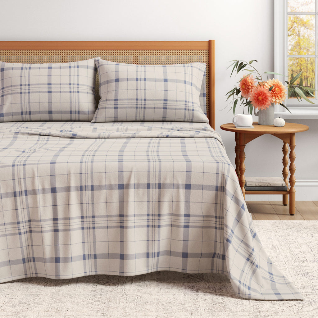 Turkish Cotton Flannel Sheet Set - Plaid & Stripe Collection Cool Plaid