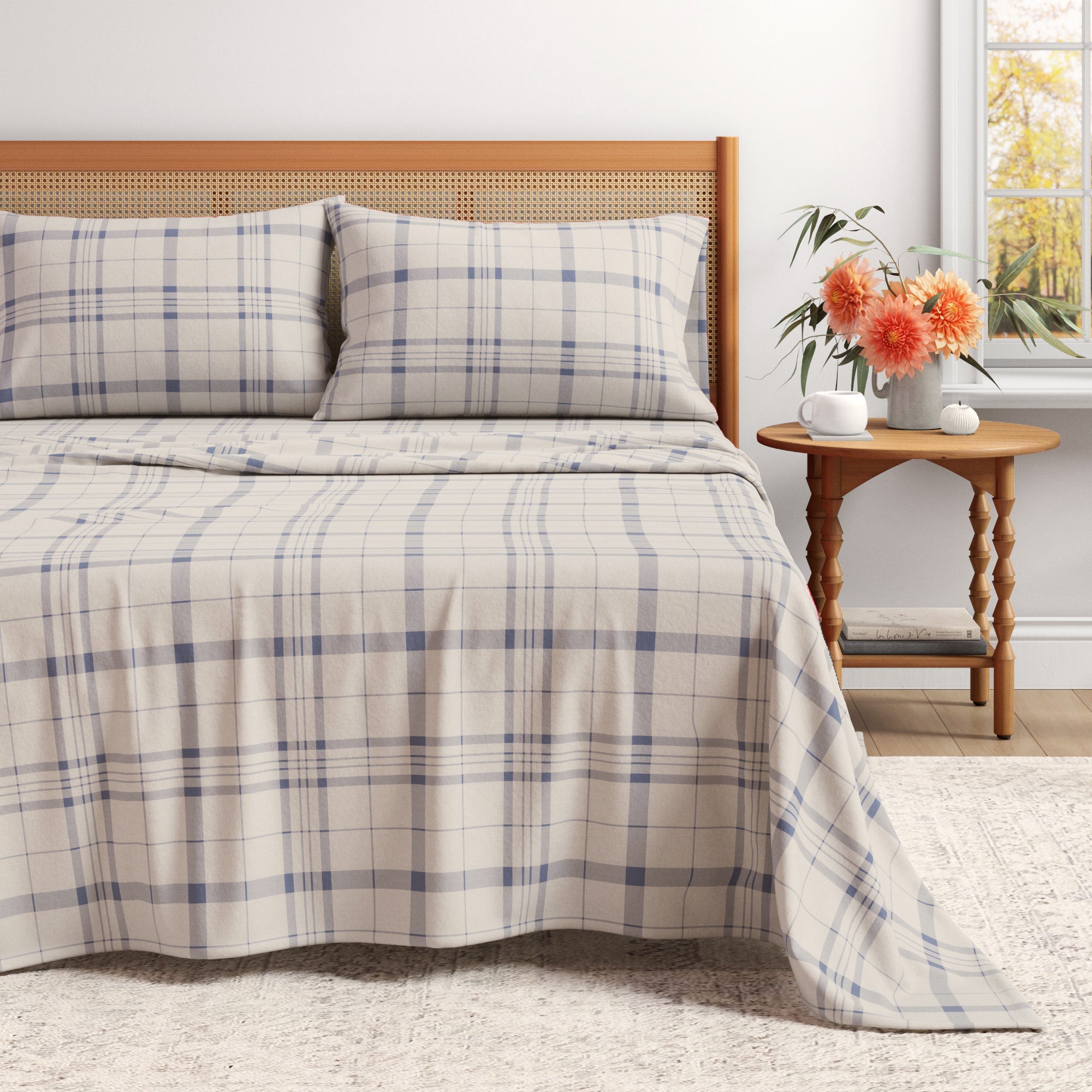 Turkish Cotton Flannel Sheet Set - Plaid & Stripe Collection Cool Plaid