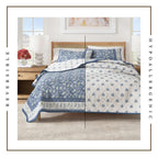 Floral Boho Printed Cotton Quilt Set - Indira Collection