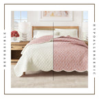 Floral Print & Scallopeded Edge Cotton Quilt Set - Sandie Collection