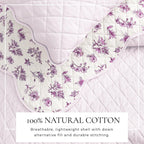 Floral Print & Scallopeded Edge Cotton Quilt Set - Sandie Collection